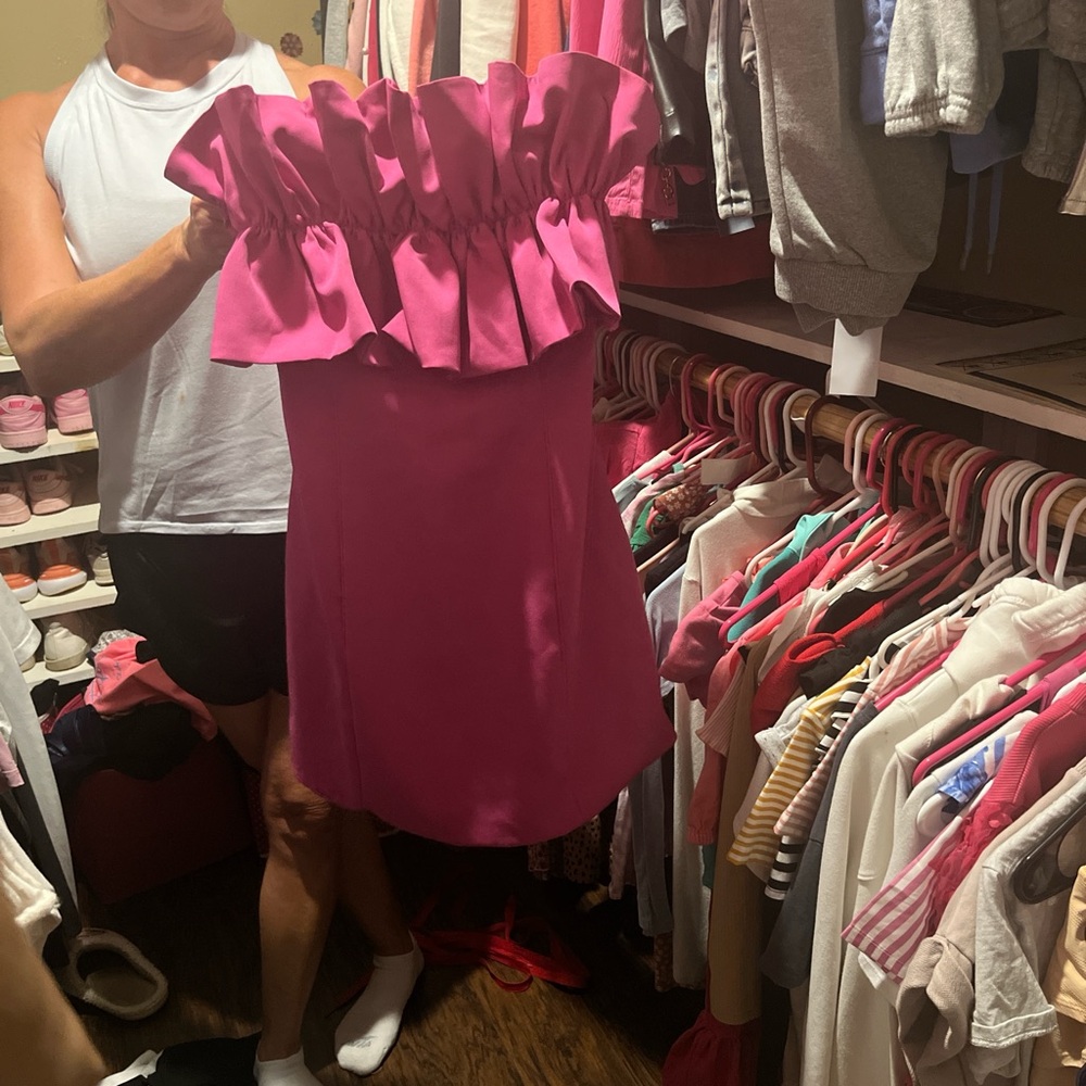 Hot pink American threads hoco dress